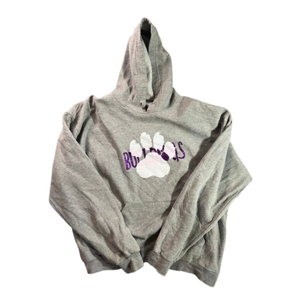 Grey sweatshirt hoodie purple white dog paw  XL